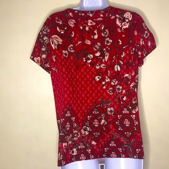 Christopher&banks red floral short sleeve top - Picture 8 of 16